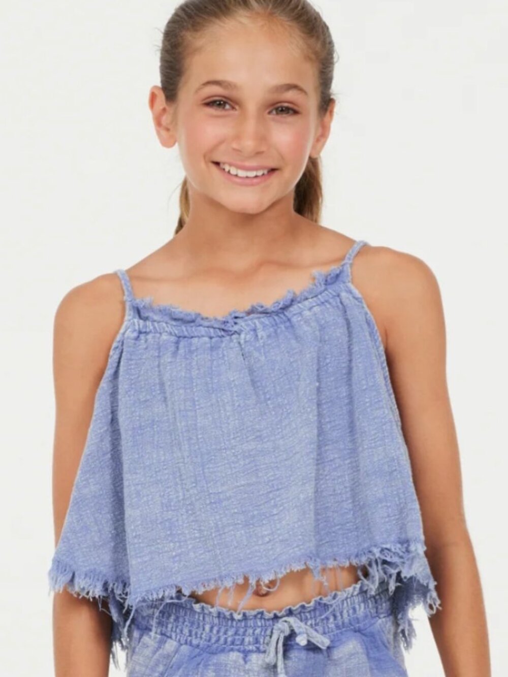 NWT Vintage Havana Girls Olive Green Gauzy Flowy Crop Tank Top — Size L (10/12)